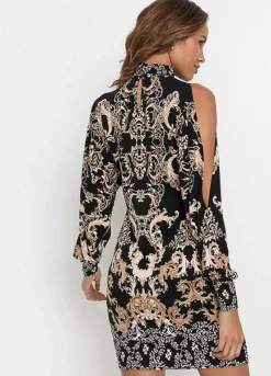 Printed Cold Shoulder Dress -Enchanted Styles Printed Cold Shoulder Dress914608FRSP W01