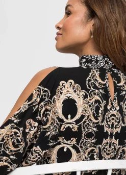 Printed Cold Shoulder Dress -Enchanted Styles Printed Cold Shoulder Dress914608FRSP W03