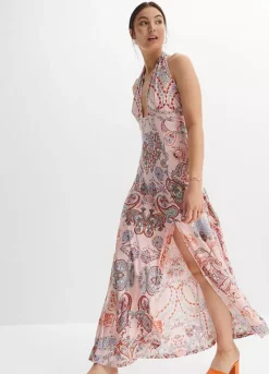 Printed Halter Neck Maxi Dress