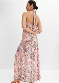 Printed Halter Neck Maxi Dress -Enchanted Styles Printed Halter Neck Maxi Dress924956FRSP W01