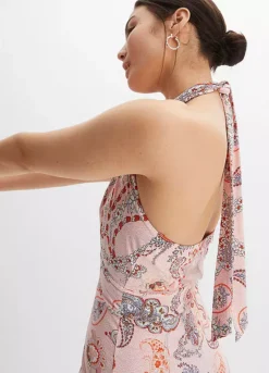 Printed Halter Neck Maxi Dress -Enchanted Styles Printed Halter Neck Maxi Dress924956FRSP W02