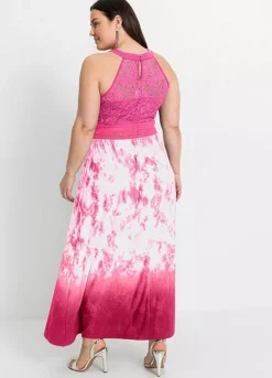 Printed Lace Detail Maxi Dress -Enchanted Styles Printed Lace Detail Maxi Dress949374FRSB W01