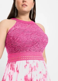 Printed Lace Detail Maxi Dress -Enchanted Styles Printed Lace Detail Maxi Dress949374FRSB W02