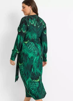 Printed Midi Wrap Party Dress -Enchanted Styles Printed Midi Wrap Party Dress976118FRSB W01