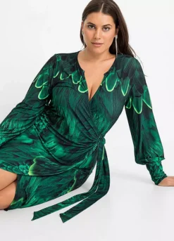 Printed Midi Wrap Party Dress -Enchanted Styles Printed Midi Wrap Party Dress976118FRSB W02