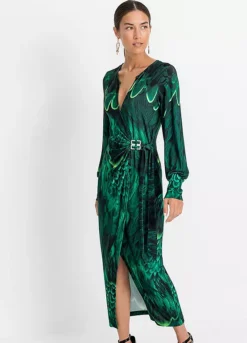 Printed Midi Wrap Party Dress -Enchanted Styles Printed Midi Wrap Party Dress976118FRSP