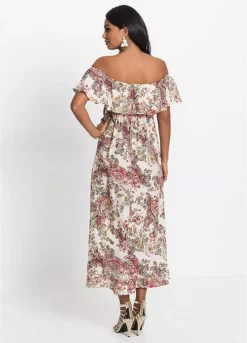 Printed Off-The-Shoulder Dress -Enchanted Styles Printed Off The Shoulder Dress907126FRSP W01