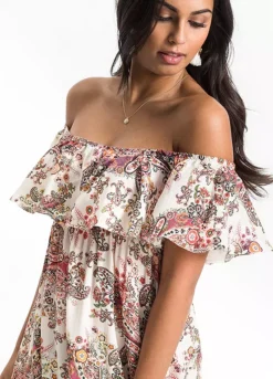 Printed Off-The-Shoulder Dress -Enchanted Styles Printed Off The Shoulder Dress907126FRSP W02