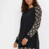 Printed Sleeve Sweatshirt Dress -Enchanted Styles Printed Sleeve Sweatshirt Dress965658FRSP