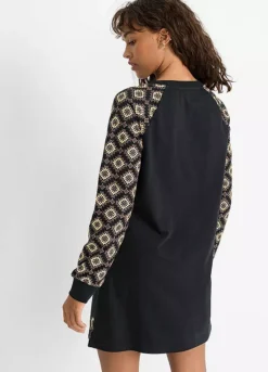 Printed Sleeve Sweatshirt Dress -Enchanted Styles Printed Sleeve Sweatshirt Dress965658FRSP W01