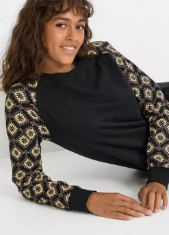 Printed Sleeve Sweatshirt Dress -Enchanted Styles Printed Sleeve Sweatshirt Dress965658FRSP W02