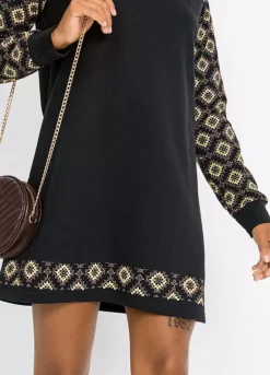 Printed Sleeve Sweatshirt Dress -Enchanted Styles Printed Sleeve Sweatshirt Dress965658FRSP W03