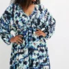 Printed V-Neck Tunic Dress -Enchanted Styles Printed V Neck Tunic Dress913359FRSB