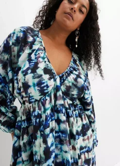 Printed V-Neck Tunic Dress -Enchanted Styles Printed V Neck Tunic Dress913359FRSB W02