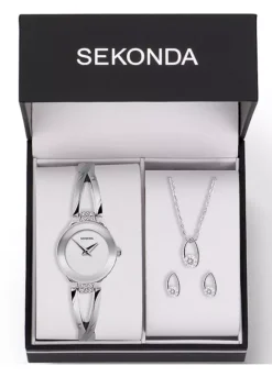 Sekonda Ladies 3 Piece Dress Gift Set With White Dial Watch, Silver Pendant & Matching Earrings -Enchanted Styles Sekonda Ladies 3 Piece Dress Gift Set with White Dial Watch Silver Pendant Matching Earrings28R556FRSC W02