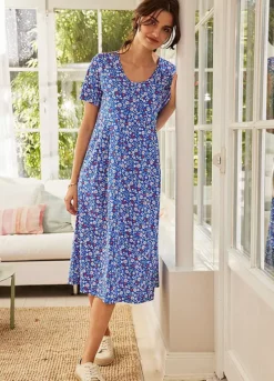 Short Sleeve Floral Jersey Midi Dress -Enchanted Styles Short Sleeve Floral Jersey Midi Dress957012FRSL