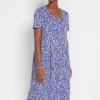 Short Sleeve Floral Jersey Midi Dress -Enchanted Styles Short Sleeve Floral Jersey Midi Dress957012FRSP