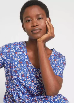 Short Sleeve Floral Jersey Midi Dress -Enchanted Styles Short Sleeve Floral Jersey Midi Dress957012FRSP W02