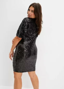 Short Sleeve Sequin Party Dress -Enchanted Styles Short Sleeve Sequin Party Dress903624FRSB W01