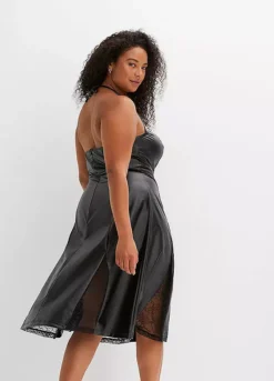 Sleeveless Faux Leather Party Dress -Enchanted Styles Sleeveless Faux Leather Party Dress921990FRSB W01