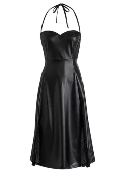 Sleeveless Faux Leather Party Dress -Enchanted Styles Sleeveless Faux Leather Party Dress921990FRSC