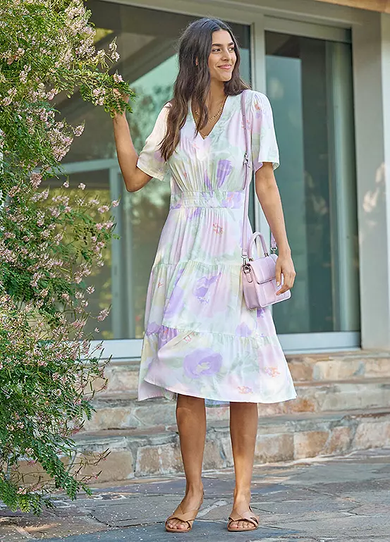 Enchanted Styles -Enchanted Styles Smocked Floral Midi Dress952416FRSL