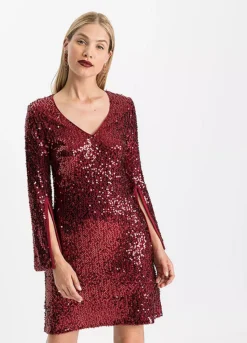 Split Sleeve Sequin Party Dress -Enchanted Styles Split Sleeve Sequin Party Dress979279FRSP