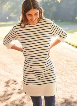 Striped Three-Quarter Sleeve Jumper Dress -Enchanted Styles Striped Three Quarter Sleeve Jumper Dress967812FRSL
