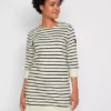 Striped Three-Quarter Sleeve Jumper Dress -Enchanted Styles Striped Three Quarter Sleeve Jumper Dress967812FRSP