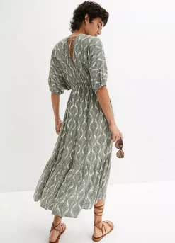 Tropical Print Dress In Sustainable Viscose -Enchanted Styles Tropical Print Dress in Sustainable Viscose939275FRSP W01