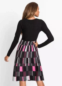 Two Tone Knitted Dress -Enchanted Styles Two Tone Knitted Dress912548FRSP W01