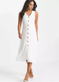 V-Neck Button Dress -Enchanted Styles V Neck Button Dress905128FRSP