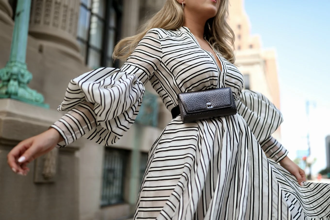 Enchanted Styles -Enchanted Styles belt bag versatile akris rosie assouline striped dress fall fashion5